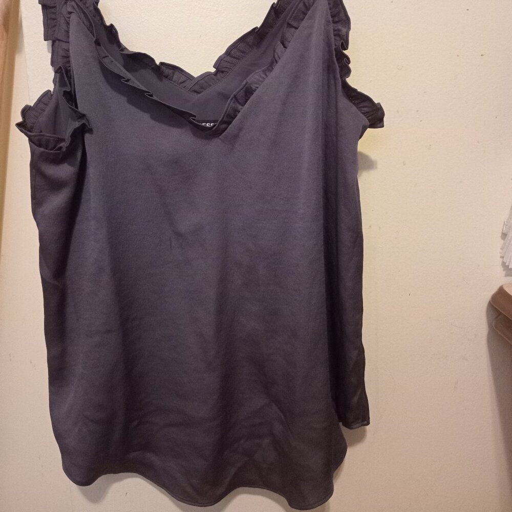 Express Grey Ruffled Spaghetti strap top Size Small - Picture 10 of 11